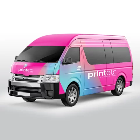 Minibus with vynil full wrap